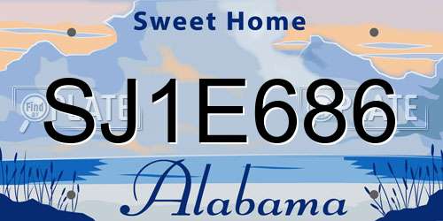 SJ1E686 Alabama License Plate