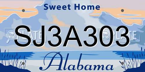 SJ3A303 Alabama License Plate