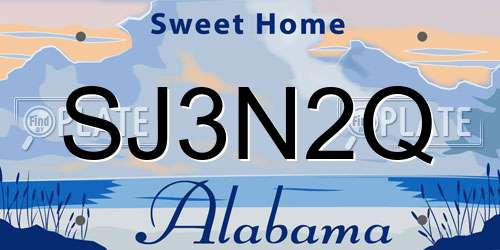 SJ3N2Q Alabama License Plate