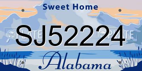 SJ52224 Alabama License Plate