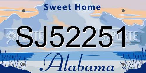 SJ52251 Alabama License Plate