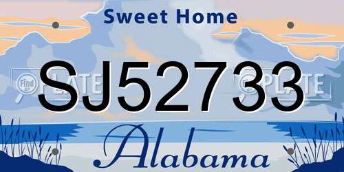 SJ52733 Alabama License Plate