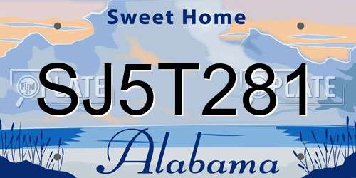 SJ5T281 Alabama License Plate