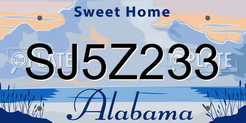 SJ5Z233 Alabama License Plate