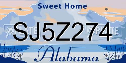 SJ5Z274 Alabama License Plate