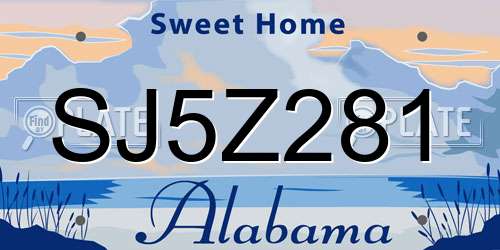 SJ5Z281 Alabama License Plate