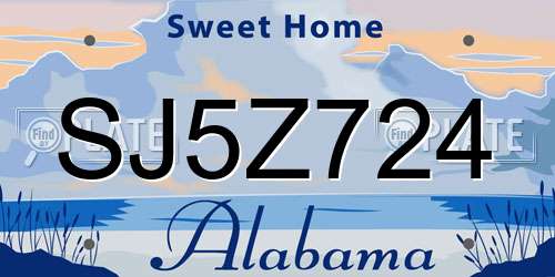 SJ5Z724 Alabama License Plate