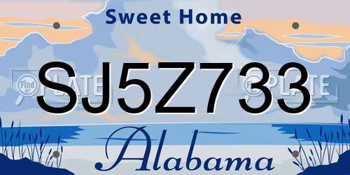 SJ5Z733 Alabama License Plate