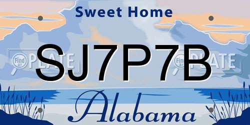 SJ7P7B Alabama License Plate