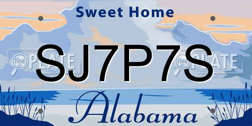 SJ7P7S Alabama License Plate