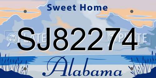 SJ82274 Alabama License Plate