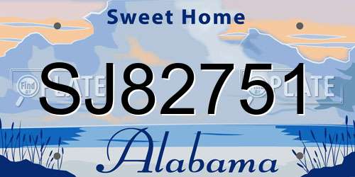 SJ82751 Alabama License Plate
