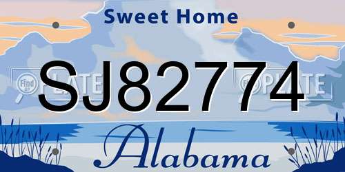 SJ82774 Alabama License Plate