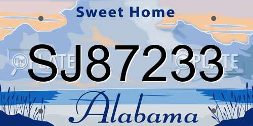 SJ87233 Alabama License Plate