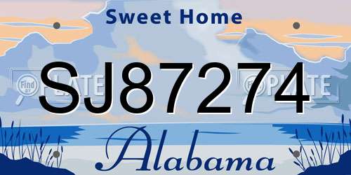 SJ87274 Alabama License Plate