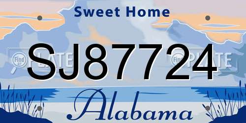 SJ87724 Alabama License Plate