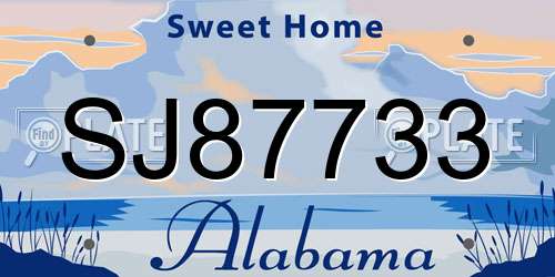 SJ87733 Alabama License Plate