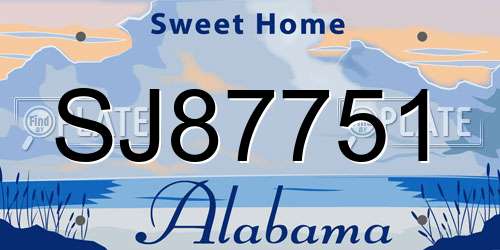 SJ87751 Alabama License Plate