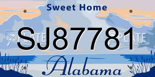 SJ87781 Alabama License Plate