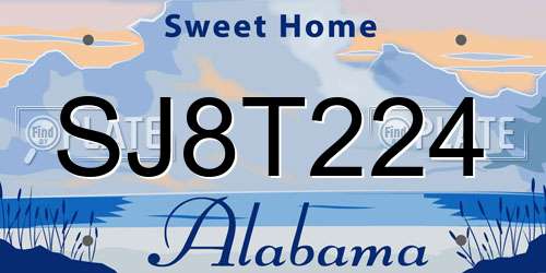 SJ8T224 Alabama License Plate