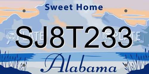 SJ8T233 Alabama License Plate