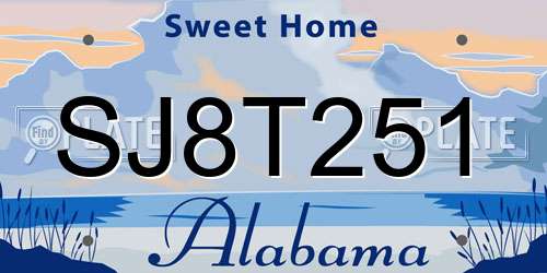 SJ8T251 Alabama License Plate