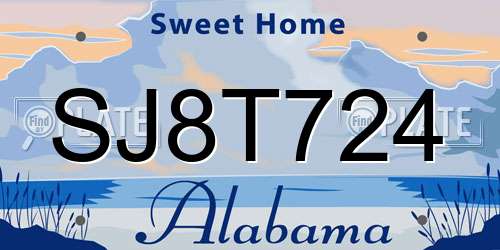 SJ8T724 Alabama License Plate