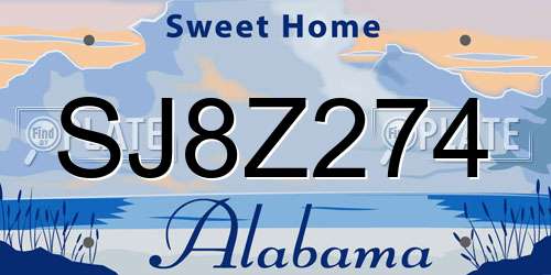 SJ8Z274 Alabama License Plate