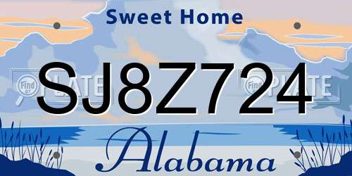 SJ8Z724 Alabama License Plate