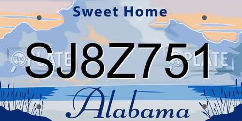 SJ8Z751 Alabama License Plate