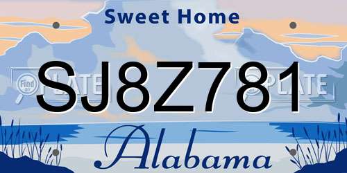 SJ8Z781 Alabama License Plate