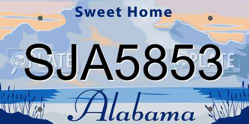SJA5853 Alabama License Plate