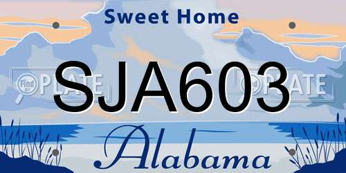 SJA603 Alabama License Plate