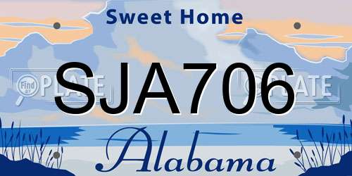 SJA706 Alabama License Plate