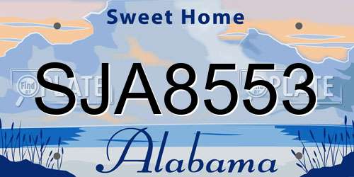 SJA8553 Alabama License Plate