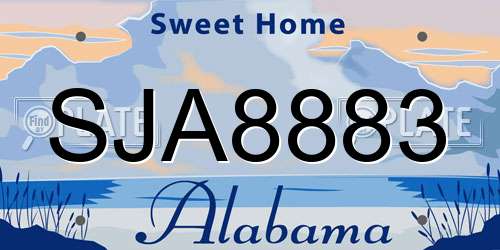 SJA8883 Alabama License Plate