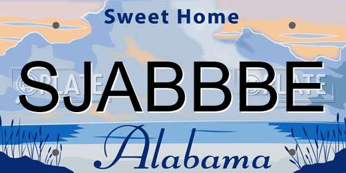 SJABBBE Alabama License Plate