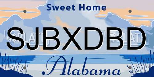 SJBXDBD Alabama License Plate