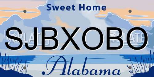 SJBXOBO Alabama License Plate