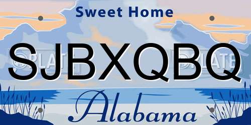 SJBXQBQ Alabama License Plate