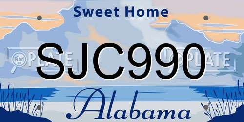 SJC990 Alabama License Plate