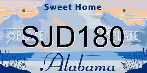 SJD180 Alabama License Plate