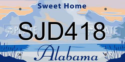 SJD418 Alabama License Plate