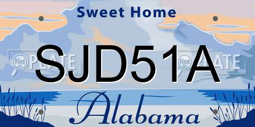 SJD51A Alabama License Plate