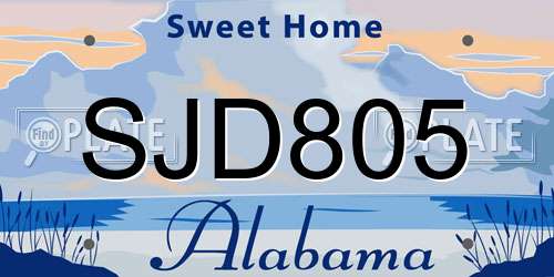 SJD805 Alabama License Plate