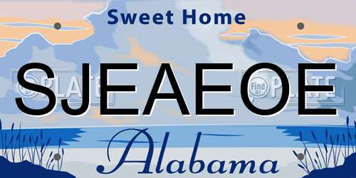 SJEAEOE Alabama License Plate