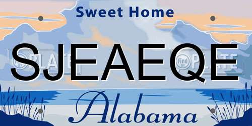 SJEAEQE Alabama License Plate