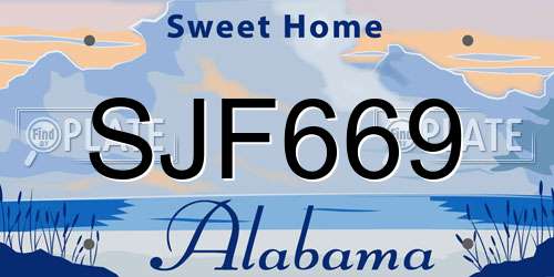SJF669 Alabama License Plate