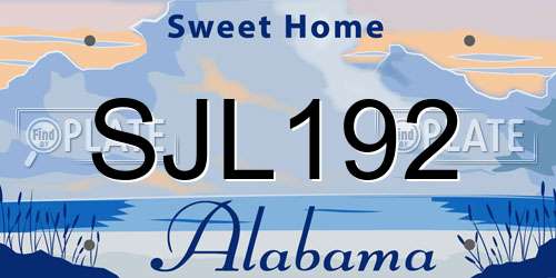 SJL192 Alabama License Plate