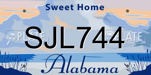 SJL744 Alabama License Plate